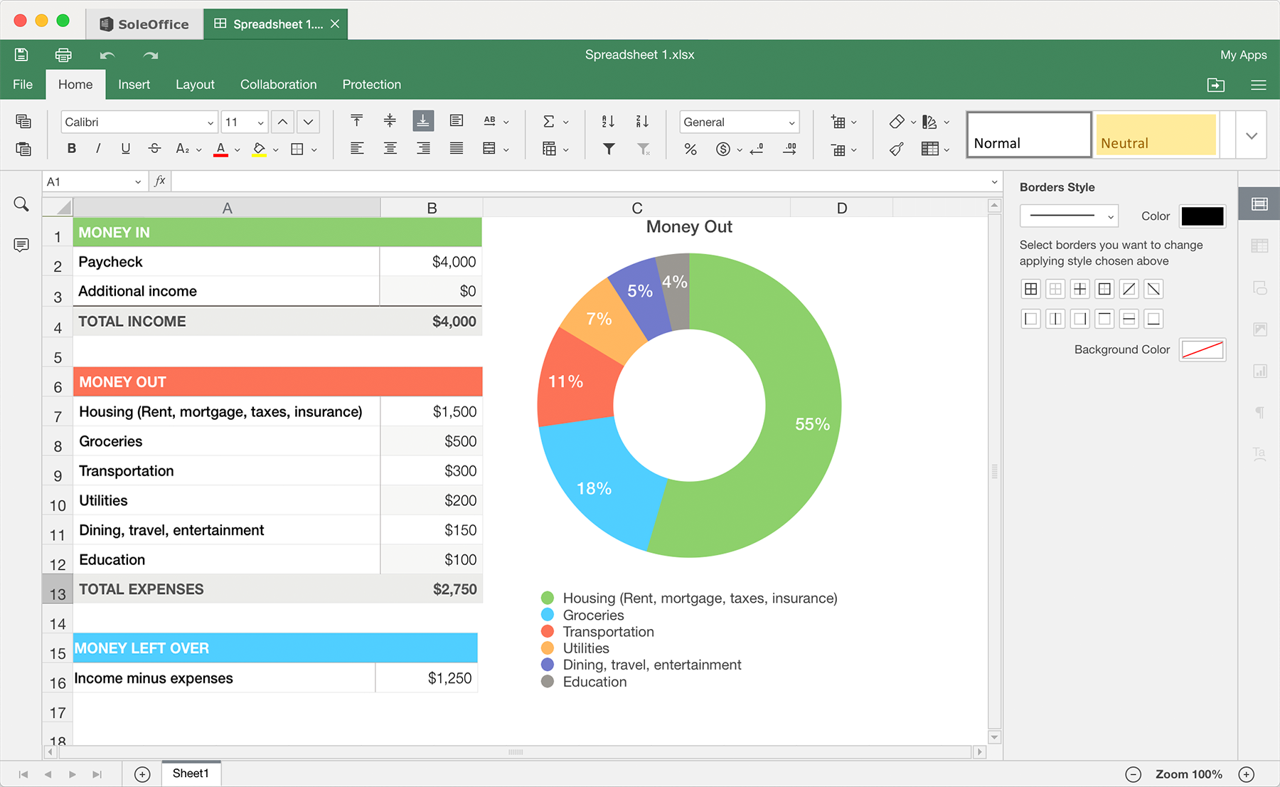 Spreadsheet Editor Screenshot